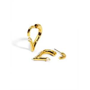 NEW RHO women's deconstructed crystal heart hoop earring in gold